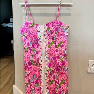 Lilly Pulitzer Pink Floral Dress with White Accents